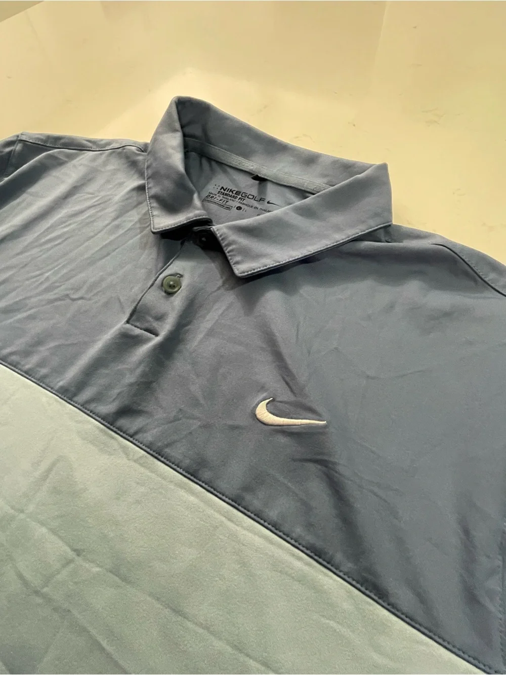 Nike Golf Dri-FIT Men's Large Blue Colorblock Polo Shirt 725527-404
